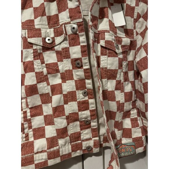 Disney Lady & The Tramp Tony's Restaurant‎ Denim Checkered Jacket Womens S - Picture 4 of 16